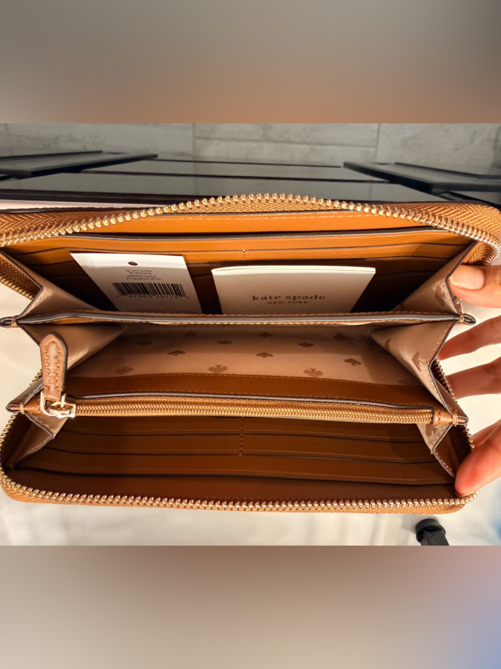 Kate Spade Tan Pebbled Leather Zip Wallet - Picture 7 of 9